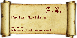 Paulin Miklós névjegykártya